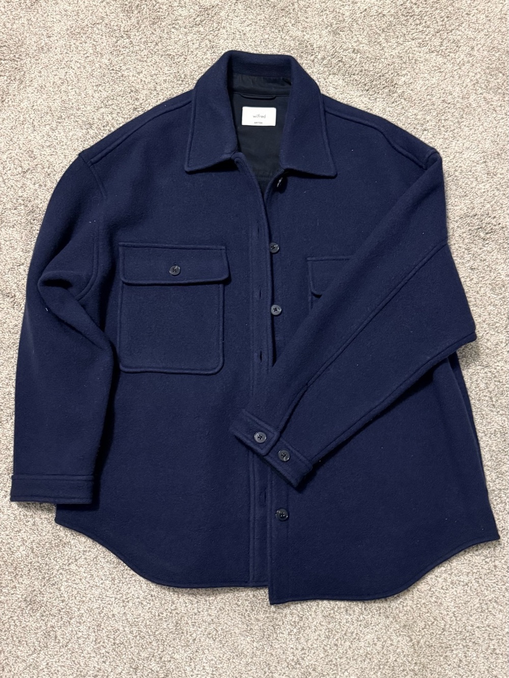 Aritzia Navy Wool Utility Jacket